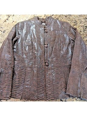 Medium Guillaume Womens Leather Jacket In Rare Snake Print Design Very Good